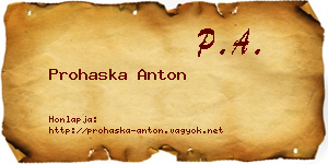 Prohaska Anton névjegykártya